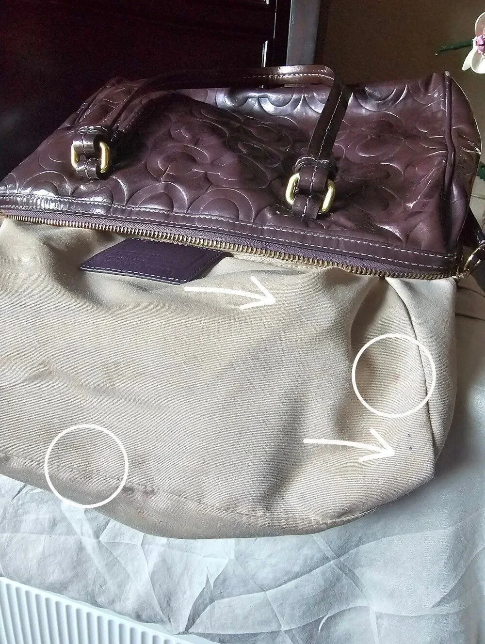 Coach Patent Leather Tote Bag in Dark Brown